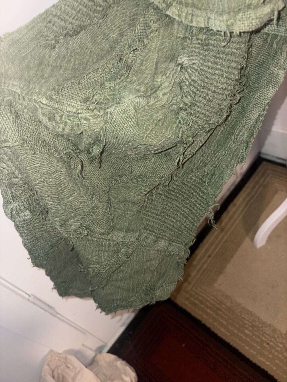 Olive Green Distressed Cargo Wide-Leg Pants - Picture 6 of 14